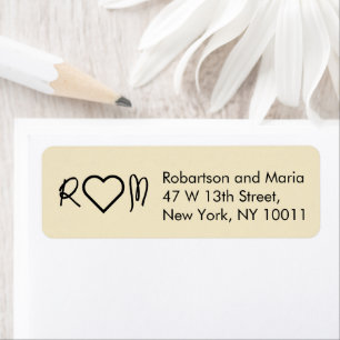 Ivory pearl Couple Monogram Heart Return Address