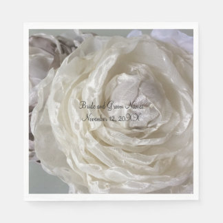 Ivory Peony Wedding Napkin