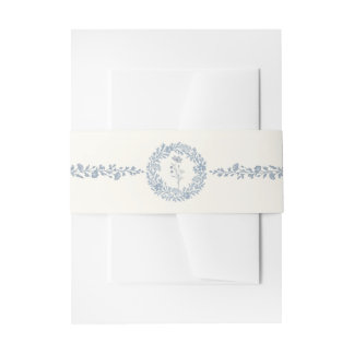 Ivory Periwinkle Wildflower Wedding Belly Band Invitation Belly Band