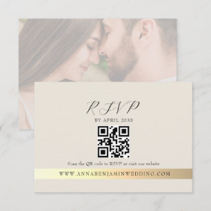 Ivory Photo QR Code Wedding RSVP Card