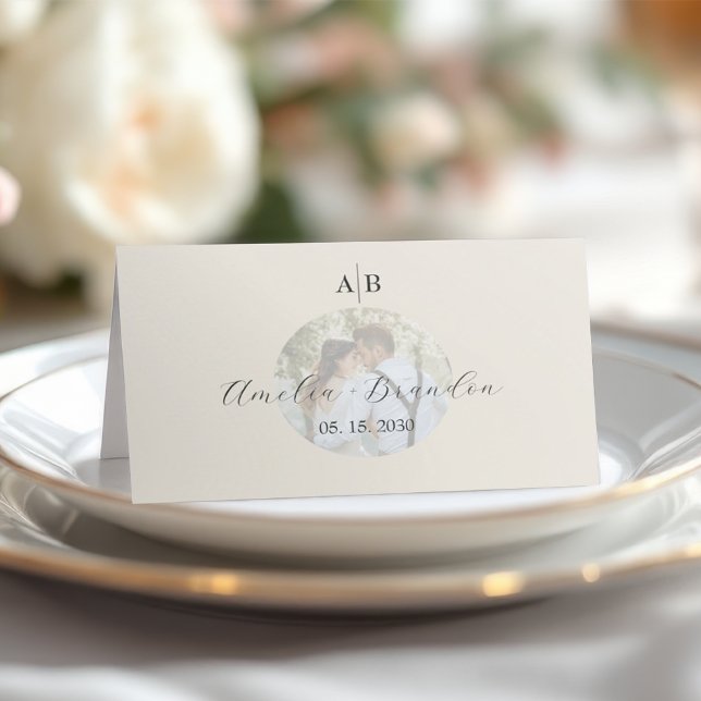 Ivory Photo Wedding Place Card (Creator Uploaded)