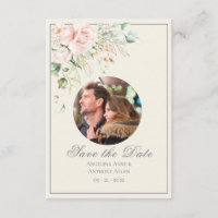 Ivory Pink Blush Watercolor Photo Floral Wedding