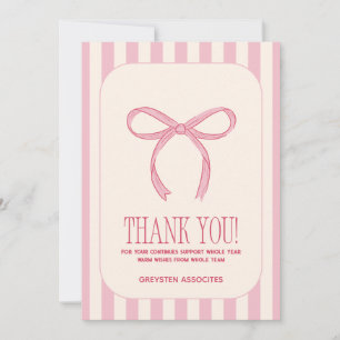 Ivory pink bow vintage Thank you Business Card