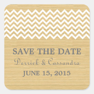 Ivory Pink Rustic Chevron Save the Date Stickers
