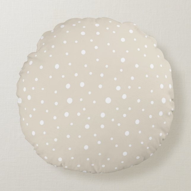 Ivory Polka Grade A Cotton (16") Throw Round Pillow (Front)