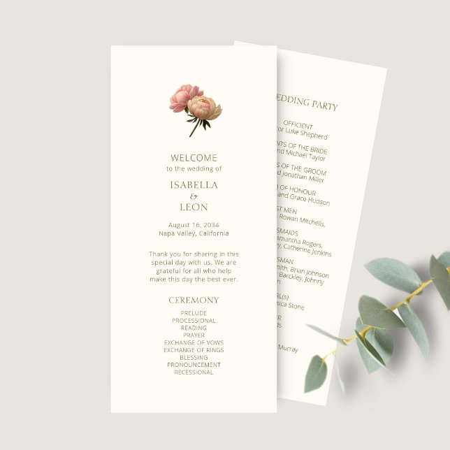 Ivory | Programme de mariage chic fleur rose (Créateur téléchargé)
