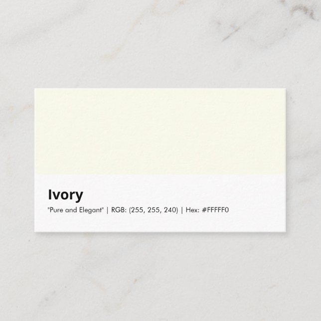 Ivory | "Pure and Elegant" Business Card (Front)