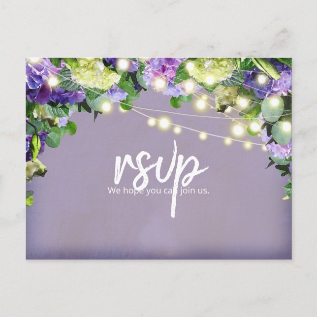 Ivory & Purple Hydrangeas | Purple  RSVP Postcard (Front)