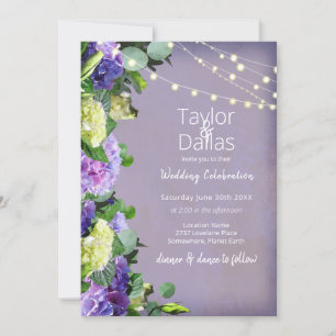 Ivory & Purple Hydrangeas Purple Wedding Invitation