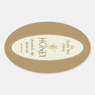 Ivory Queenline Honey Label Heraldic Bee Gold