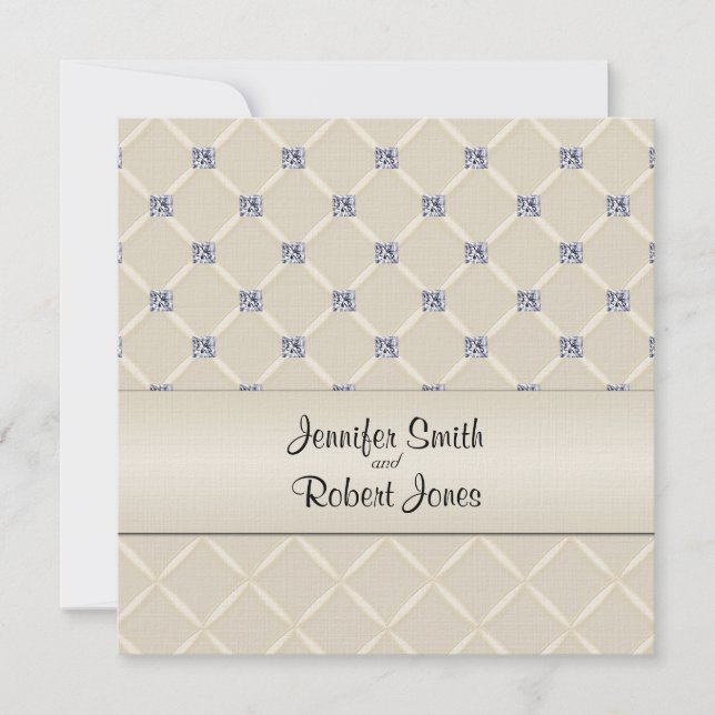 Ivory Quilted Bling Posh Wedding Invitation (Front)