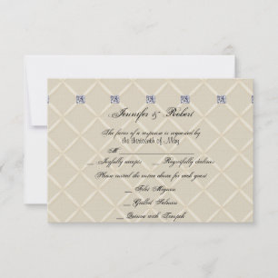 Ivory Quilted Bling Posh Wedding Response Card