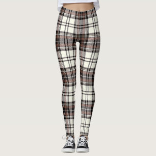 Ivory, Quincy, Black Colors Tartan; Plaid Pattern  Leggings