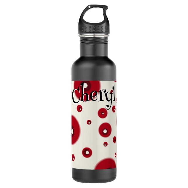 Ivory Red Dots Funky Whimsical Circle Pattern  710 Ml Water Bottle (Front)