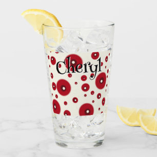 Ivory Red Dots Funky Whimsical Circle Pattern  Glass