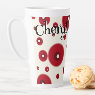 Ivory Red Dots Funky Whimsical Circle Pattern Latte Mug