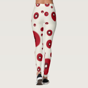 Ivory Red Dots Funky Whimsical Circle Pattern  Leggings
