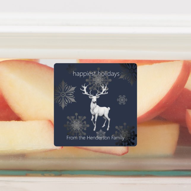 Ivory Reindeer Christmas | Blue Personalized (Affixed)