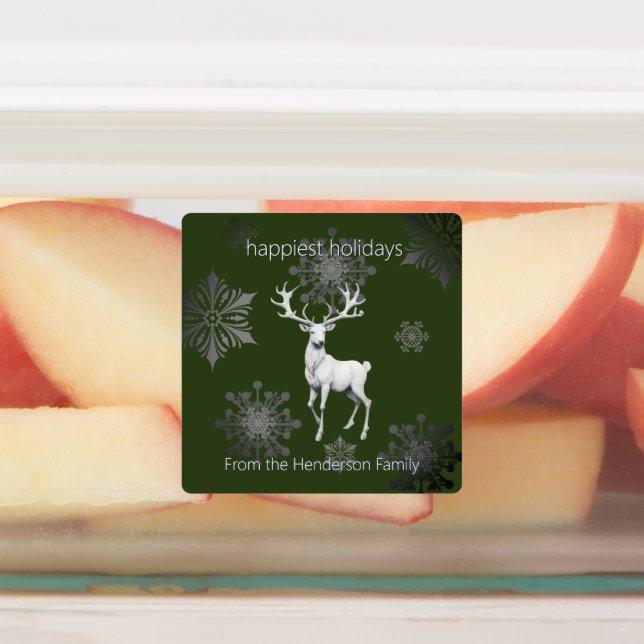 Ivory Reindeer Christmas | Green Personalized (Affixed)
