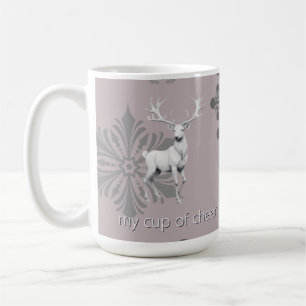 Ivory Reindeer Christmas   Pink Coffee Mug