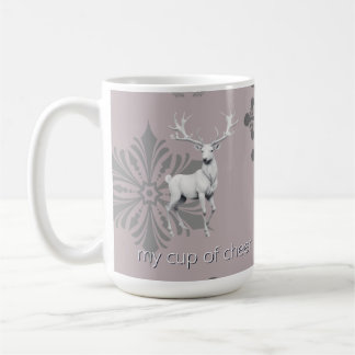 Ivory Reindeer Christmas | Pink Coffee Mug