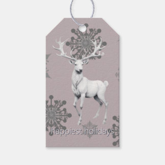 Ivory Reindeer Christmas | Pink Gift Tags
