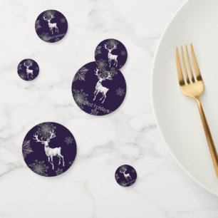 Ivory Reindeer Christmas   Purple Confetti