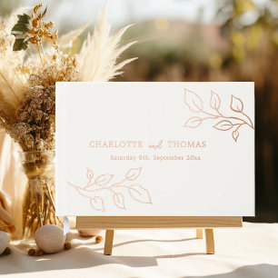 Ivory rose gold botanical luxury wedding guest book