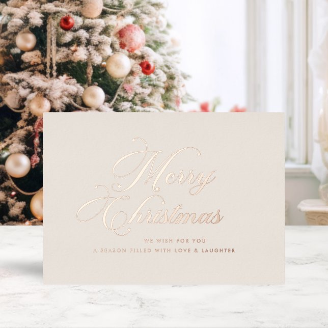 Ivory Rose Gold Christmas Card (Creator Uploaded)
