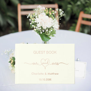 Ivory rose gold mr mrs wedding  guest book