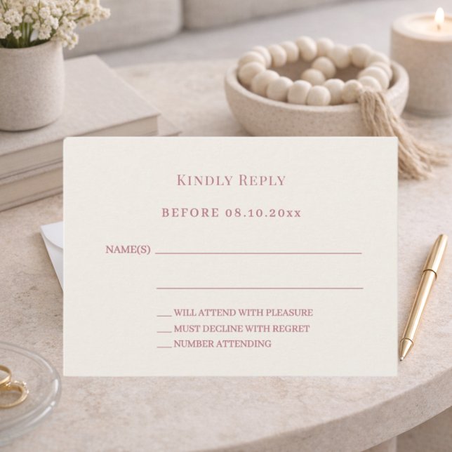Ivory rose gold wedding response RSVP Card (Creator Uploaded)