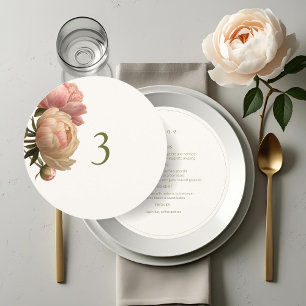 Ivory   Rose Table No & Menu Round Wedding Menu