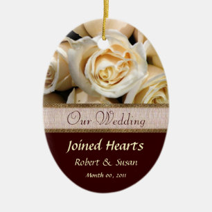 Ivory Rose Wedding Favour Keepsake Ceramic Ornament