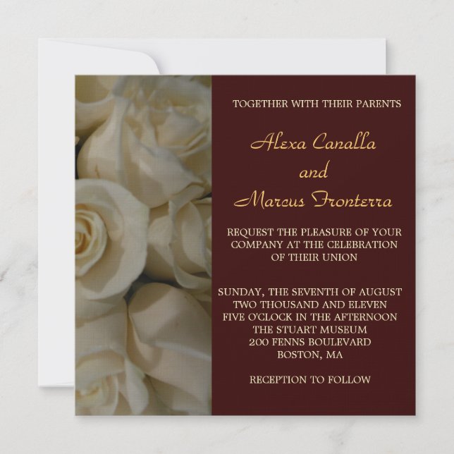 Ivory Rose Wedding Invitation (Front)