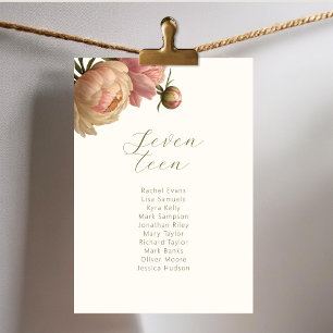 Ivory Rose Wedding Table Number Seating Card