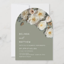 Ivory Roses 3D Flowers Sage Green Arch Wedding