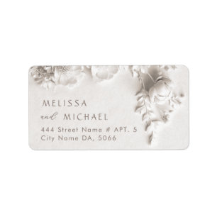 Ivory Roses 3D Flowers    Wedding Label