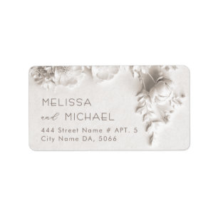 Ivory Roses 3D Flowers Wedding Label