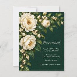 Ivory Roses & Emerald Farewell Wedding Brunch RSVP Card