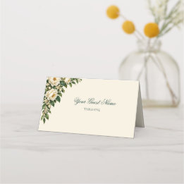 Ivory Roses & Emerald Your Place at Our Wedding Card