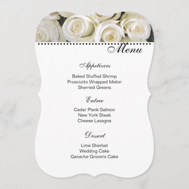 Ivory Roses Menu Card (Front)