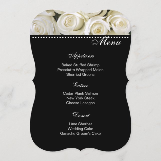 Ivory Roses Menu Card (Front)
