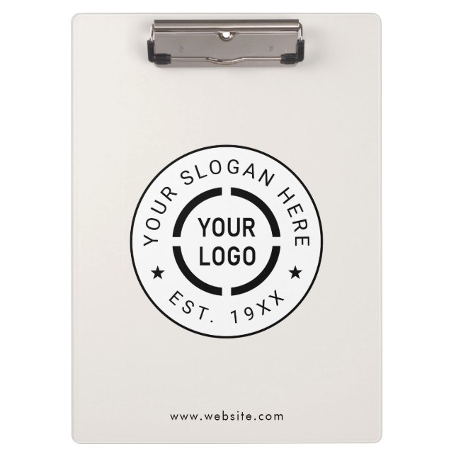 Ivory Round Custom Logo Business Branded Clipboard (Front)
