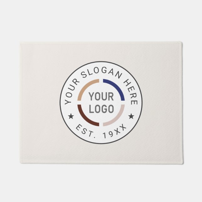 Ivory Round Custom Logo Business Branded  Doormat (Front)
