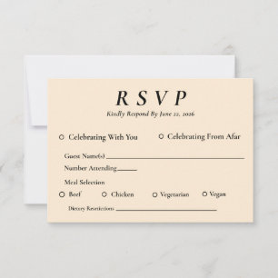 Ivory RSVP Card with Entree Selection