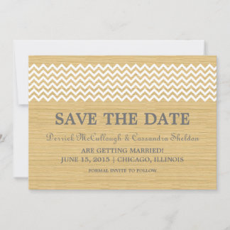 Ivory Rustic Chevron Save the Date Invite