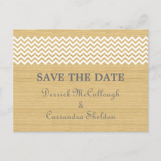 Ivory Rustic Chevron Save the Date Postcard