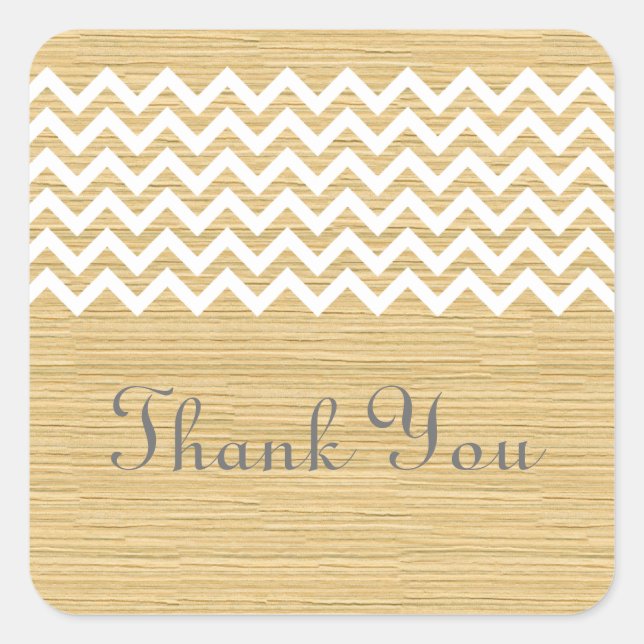 Ivory Rustic Chevron Thank You Stickers (Front)
