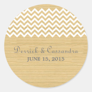 Ivory Rustic Chevron Wedding Stickers