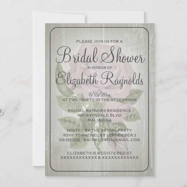 Ivory Rustic Floral Bridal Shower Invitations (Front)